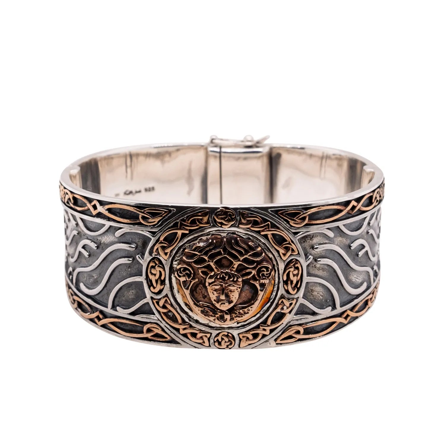 Keith Jack Sterling Silver Oxidized + Bronze Cernunnos (God of the Wild) Hinged Cuff