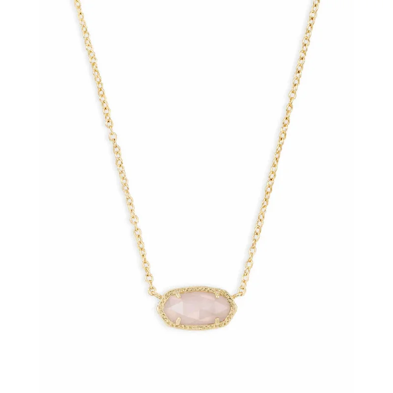 Kendra Scott Elisa Gold Pendant Necklace in Rose Quartz