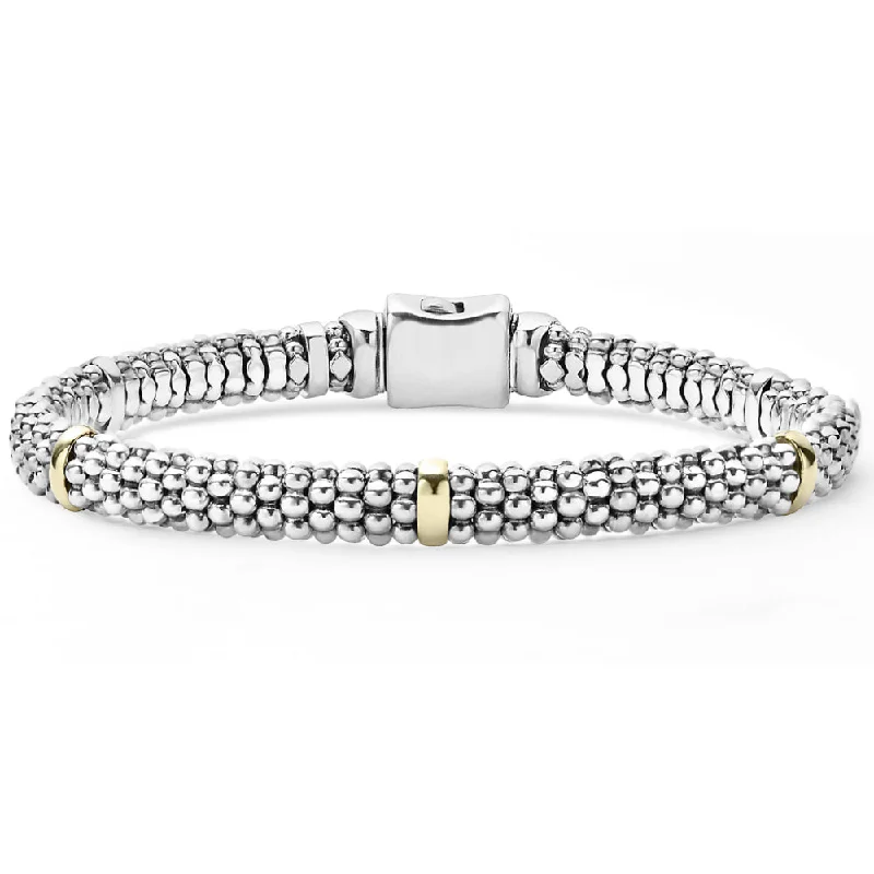 Lagos Five Gold Station Caviar Bracelet, 6mm