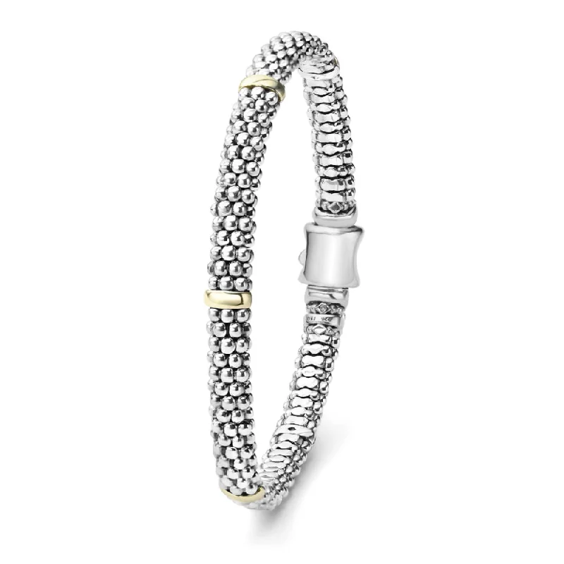 Lagos Five Gold Station Caviar Bracelet, 6mm