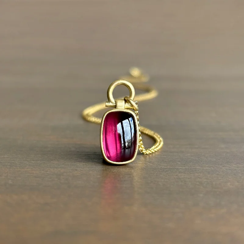 Magenta Tourmaline Cushion Pendant