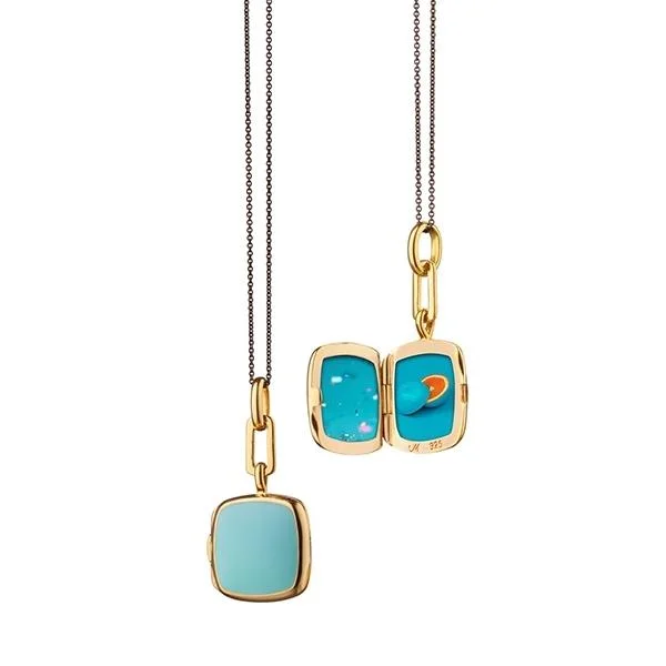 MONICA RICH KOSANN Vermeil Cushion Turquoise Locket