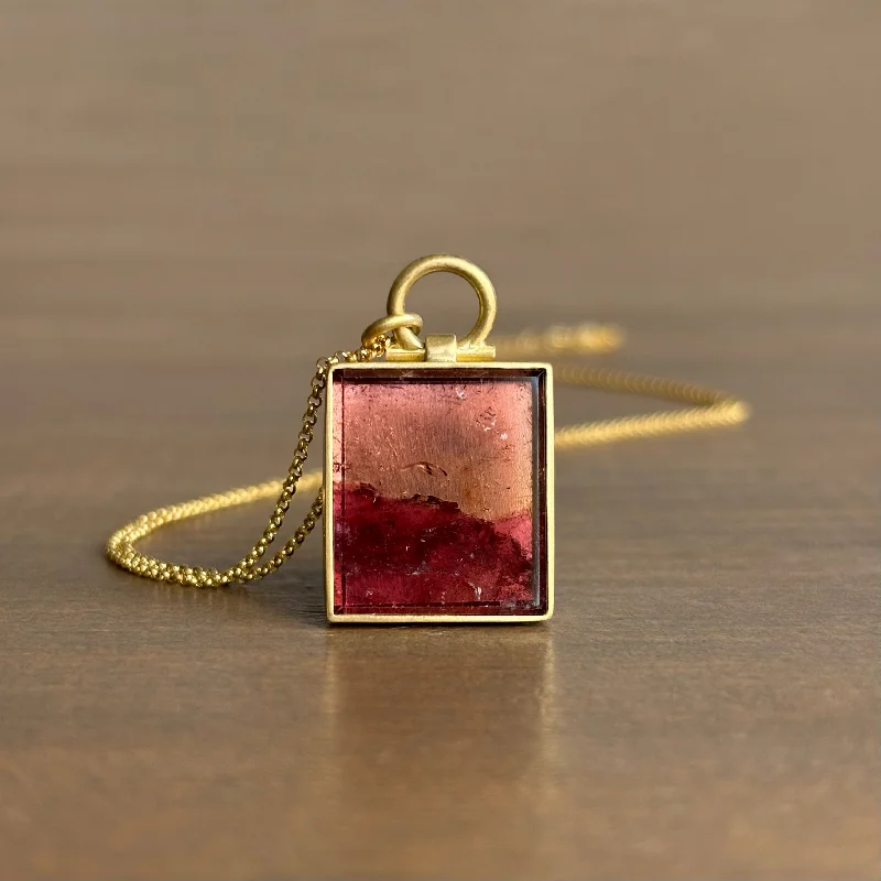 Scenic Sunset Tourmaline Slice Pendant