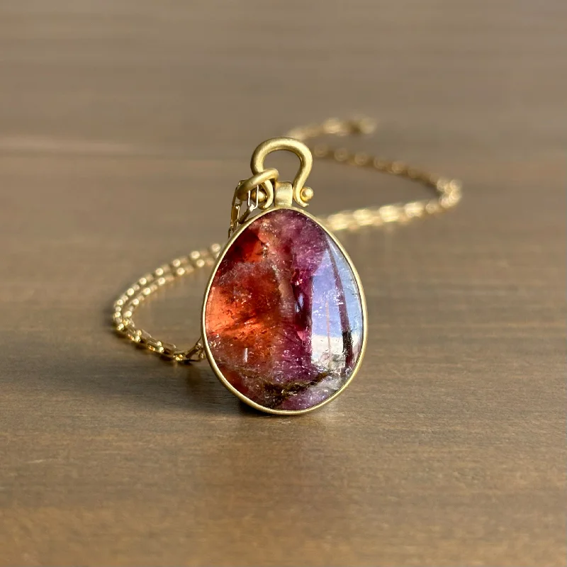 Watercolor Tourmaline Egg Pendant with Lyre Bail