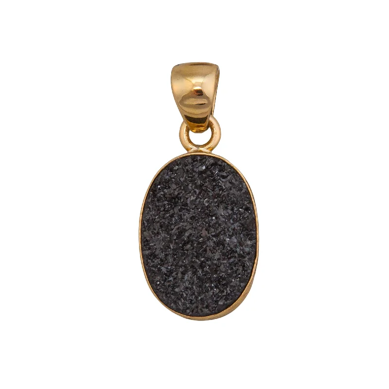 Alchemia Black Druzy Oval Pendant