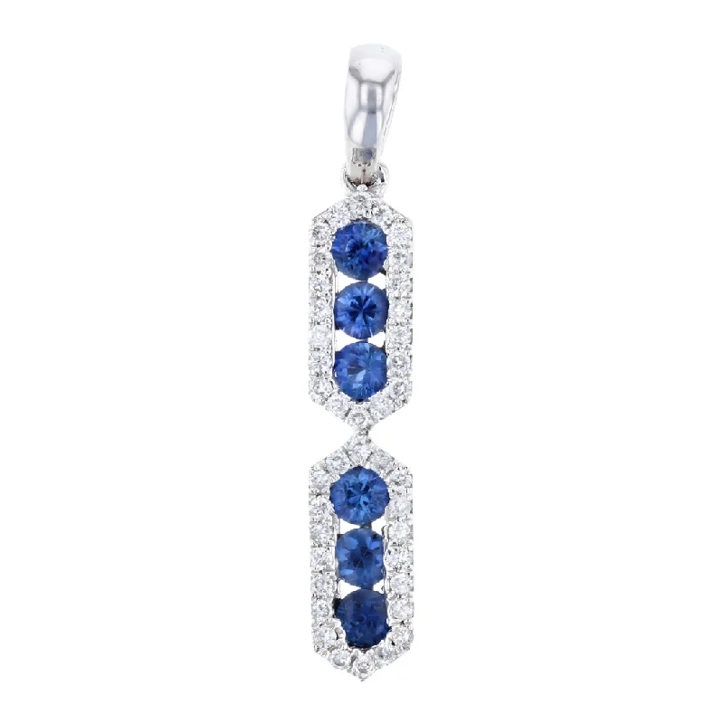 Blue Sapphire Pendant (Blue Sapphire 0.44 cts. White Diamond 0.44 cts.)