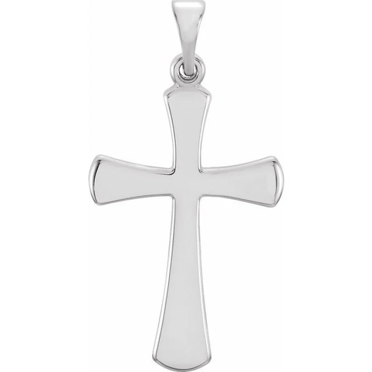 14K White 21x14 mm Cross Pendant