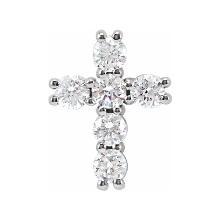 14K White 1/4 CTW Natural Diamond Cross Pendant