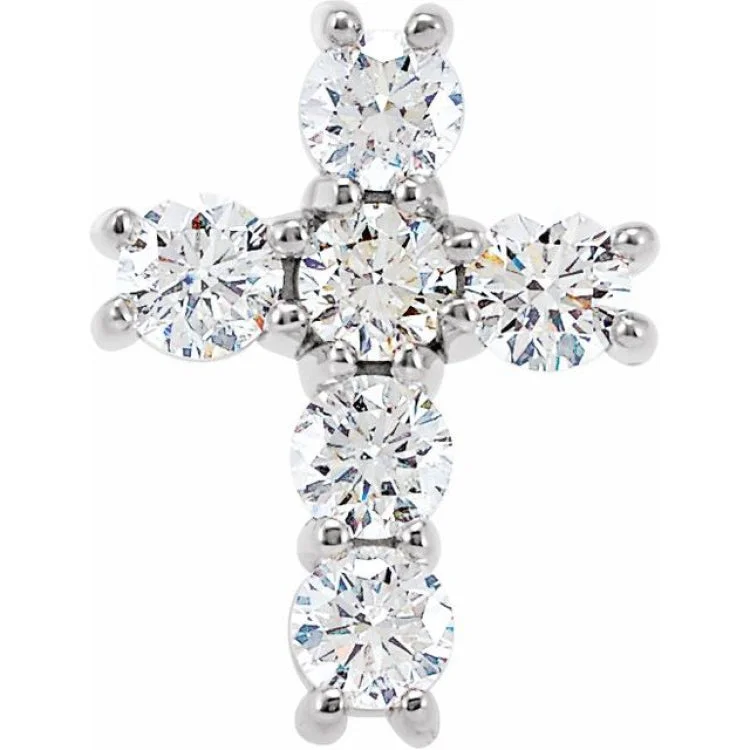 14K White 3/4 CTW Natural Diamond Cross Pendant