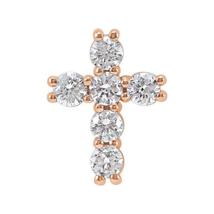 14K Rose 1/4 CTW Natural Diamond Cross Pendant