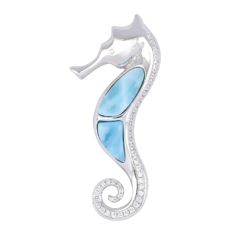 Larimar Seahorse Pendant (Cubic Zirconia)