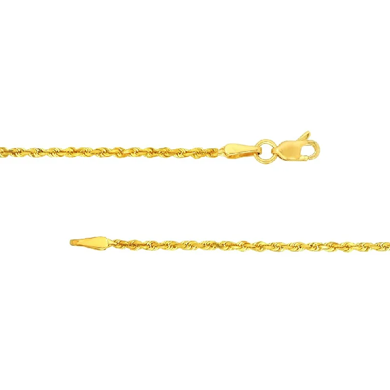 Solid 14k Yellow Gold Dainty 1mm Rope Chain Necklace with Lobster Claw