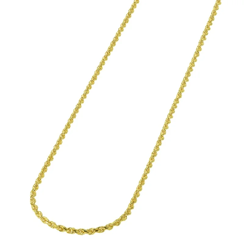 Solid 14k Yellow Gold Dainty 1mm Rope Chain Necklace with Lobster Claw