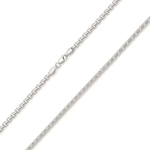 Solid 14k Yellow Gold or White Gold or Rose Gold 1.7mm Round Box Link Chain Necklace with Lobster Claw Clasp