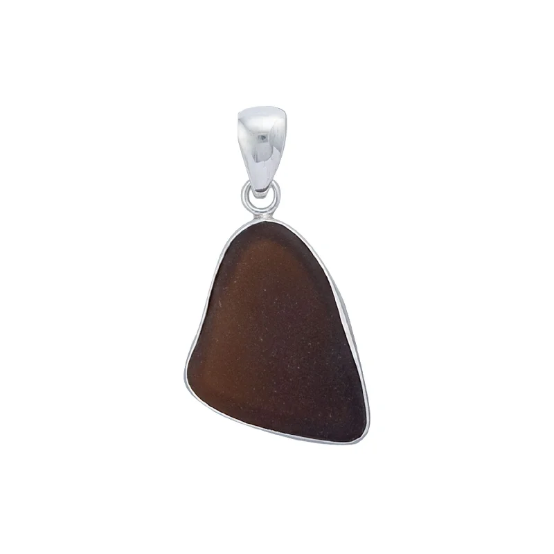 Sterling Silver Brown Recycled Glass Pendant