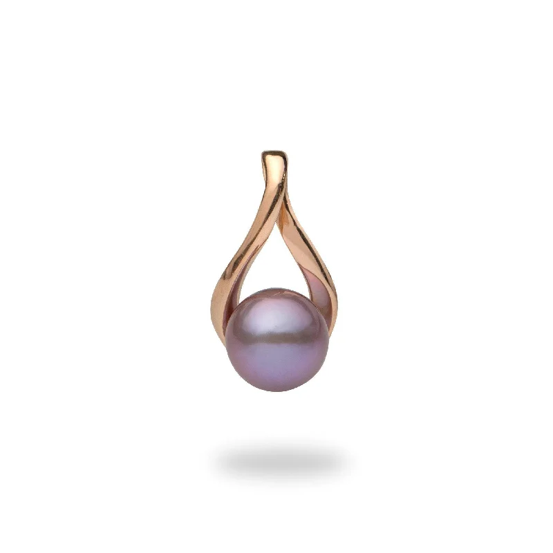 Ultraviolet Freshwater Pearl Pendant in Rose Gold - 9-10mm