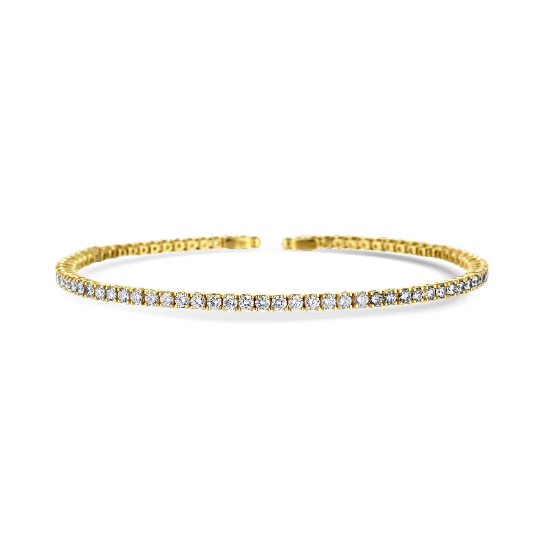 18K Yellow Gold Diamond Prong Set 2.25 Inch Oval Cuff