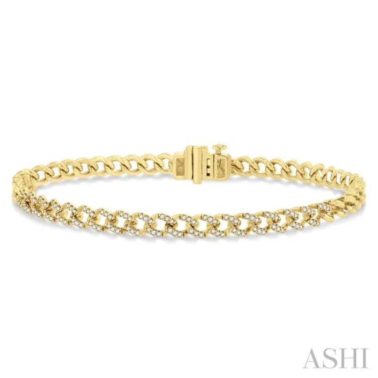 1/3 ctw Round Cut Diamond Curb Bracelet in 14K Yellow Gold