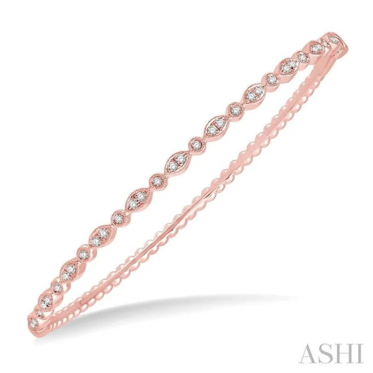 3/8 Ctw Marquise & Round Mount Stackable Diamond Bangle in 14K Rose Gold