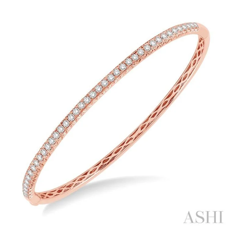 1 Ctw Round Cut Diamond Bangle in 14K Rose Gold