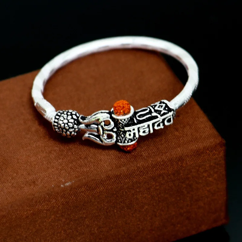 Handmade vintage antique design customized silver baby bangle kada, excellent lord shiva Mahadeva bangle bracelet kada for gifting nbbk240