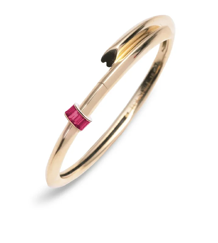 Baguette Ruby - Love : Heart Beat Strong Heart Bangle