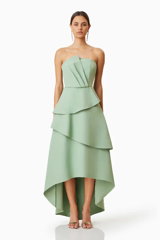 Caroline Strapless Maxi Dress In Green