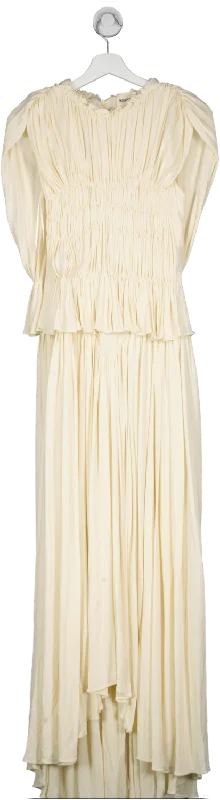 Khaite Cream Genevie Pleated Maxi Dress UK S