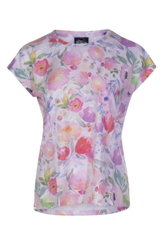 Printed Top with extended shoulder | Pink Water Garden | 7201AR